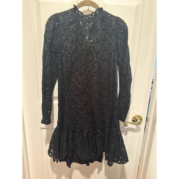 J.Crew Black Eyelet Dress Women's Size Medium - Picture 3 of 4